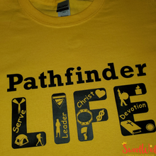 Load image into Gallery viewer, Youth Pathfinder life yellow short sleeve t-shirt