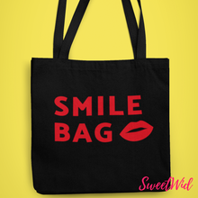 Load image into Gallery viewer, Large Black Smile Tote Bag With Zipper
