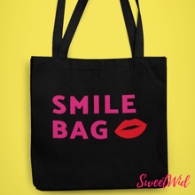 Load image into Gallery viewer, Large Black Smile Tote Bag With Zipper
