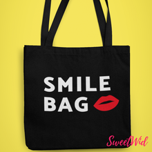 Load image into Gallery viewer, Large Black Smile Tote Bag With Zipper
