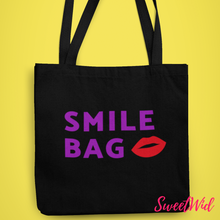 Load image into Gallery viewer, Large Black Smile Tote Bag With Zipper
