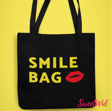 Load image into Gallery viewer, Large Black Smile Tote Bag With Zipper
