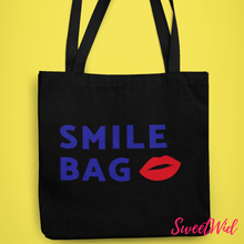 Load image into Gallery viewer, Large Black Smile Tote Bag With Zipper
