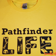 Load image into Gallery viewer, Youth Pathfinder life yellow short sleeve t-shirt
