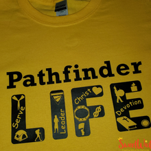 Load image into Gallery viewer, Youth Pathfinder life yellow short sleeve t-shirt
